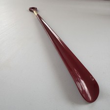 Vintage Maroon Long Shoe Horn 18.75 Mid-Century Acrylic Loop Handle Burgundy