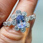 925 Sterling Silver Ring 6x4mm Natural Tanzanite Gemstone Zircon Flower Handmade — photo 6