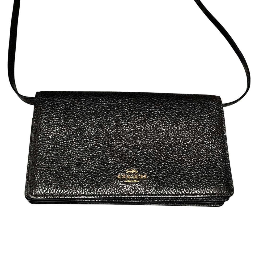 COACH Waldover Leather Shoulder Wallet in Black PC8MGX