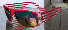 Vintage 80s Cool-Ray wrap Sunglasses Stripes Clear Retro Deadstock NOS NWT NEW