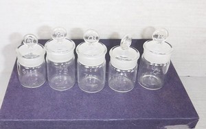 Lab Glass 12mL Tall Form Weighing Bottles with Penny head Stoppers Lot of 5