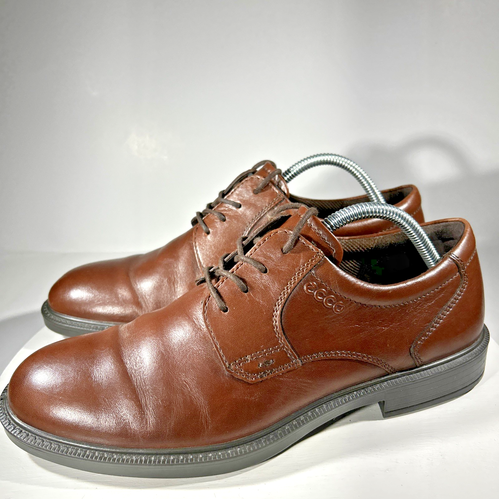 SAOLA Scarpe eleganti ECCO uomo taglia 9 EU 42 pelle Oxford marrone derby lavoro LEGGERO UTILIZZO