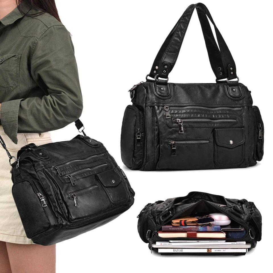 Damen Handtasche Tasche Leder Schultertasche Damentasche Crossbody Umhängetasche - Bild 2 von 4