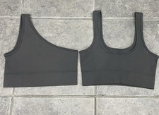 Woman’s Grey Crop Seamless Rib Sports Bra & One Shoulder Bra Pack See Sizes UKS
