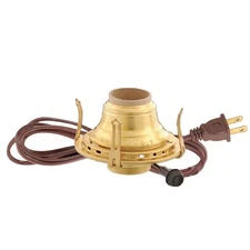 Lehman's Brass #2 Electric Converter Burner for Oil Lamps with Brown Cord