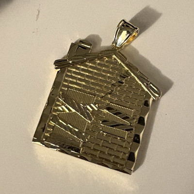 Men s 14k Yellow Gold plated trap house pendant
