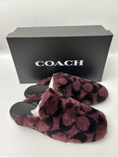 Coach CCO69 Signature Shearling Slipper Size 8B-Merlot