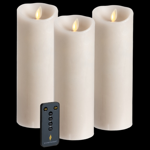 Luminara 3-Piece Flameless 8.5" Pillar Candle Set with Remot