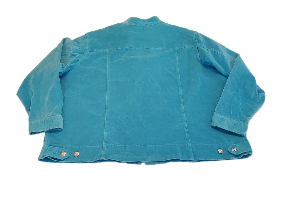 Quacker Factory 3X Blue Corduroy Rhinestone Sequin Full Zip Long Sleeve Jacket - Image 3 of 4