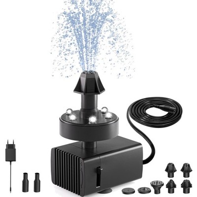 Springbrunnen Verstellbarer Vogelbad Brunnen für außen 24H mit Bunte LED Leuc...