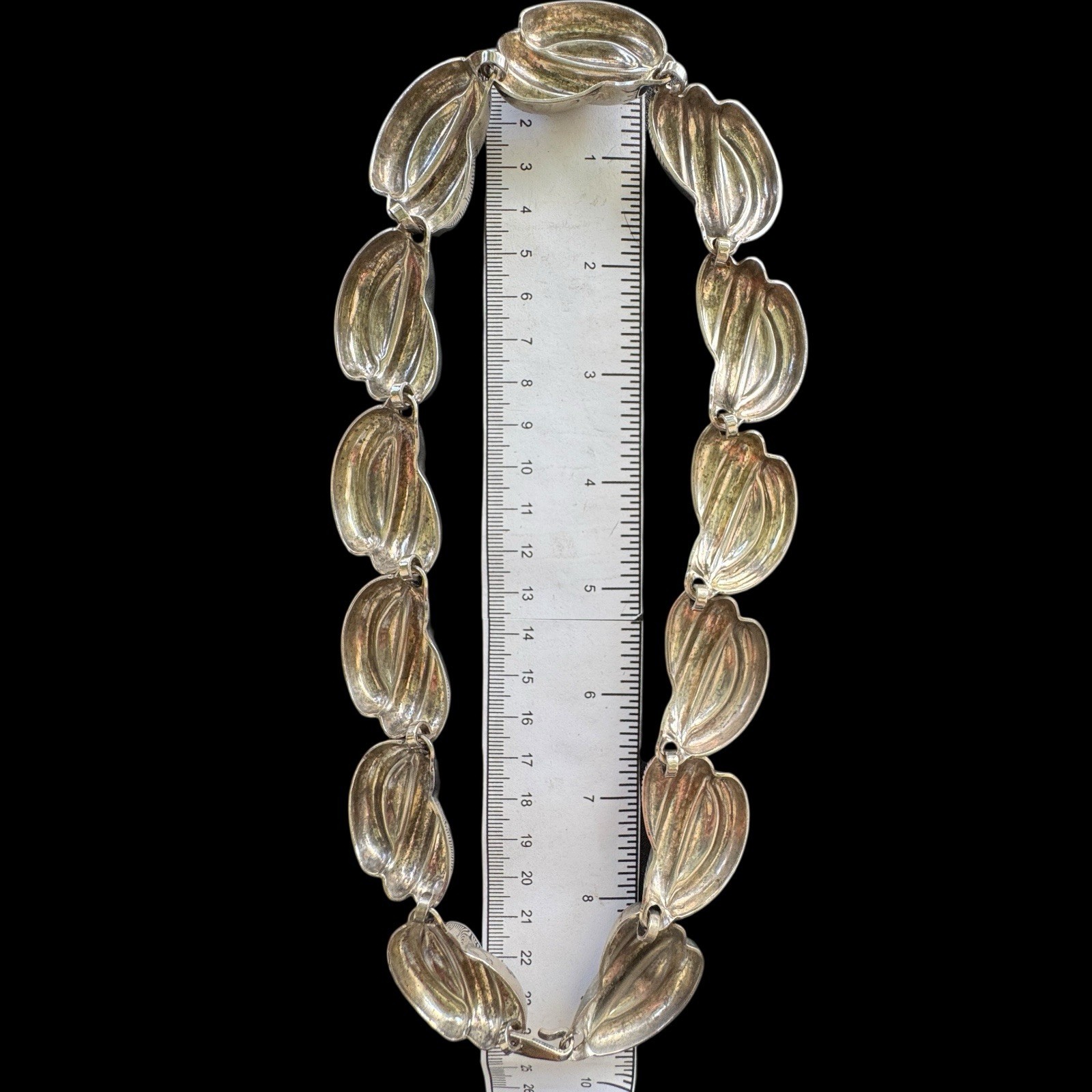 Vintage Silver Tone Panel Link Statement Collar N… - image 17