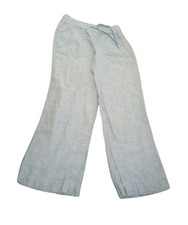 Athleta Retreat 100 Linen Wide Leg Pant Blue Pants Size 8 Pull On Elastic Waist