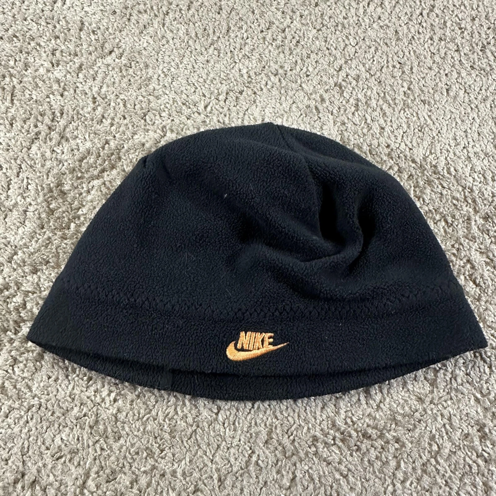 Nike Hat Beanie Mens One Size Black Reversible Fleece Knit Winter Thermal