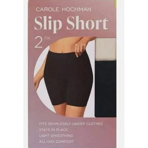 Paquete de 2 pantalones cortos sin mangas Carole Hochman para mujer, negros/beige, talla M - Imagen 3 de 3