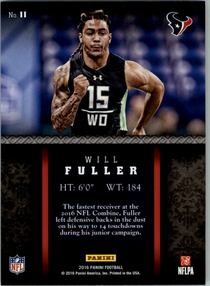 2016 Panini Combine Champions #11 Will Fuller - NM-MT - Image 2 of 2