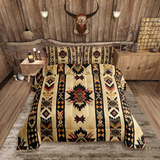 Wood Southwestern Bedding Set Full Size Geometric Comforter Set Tribal Native Am