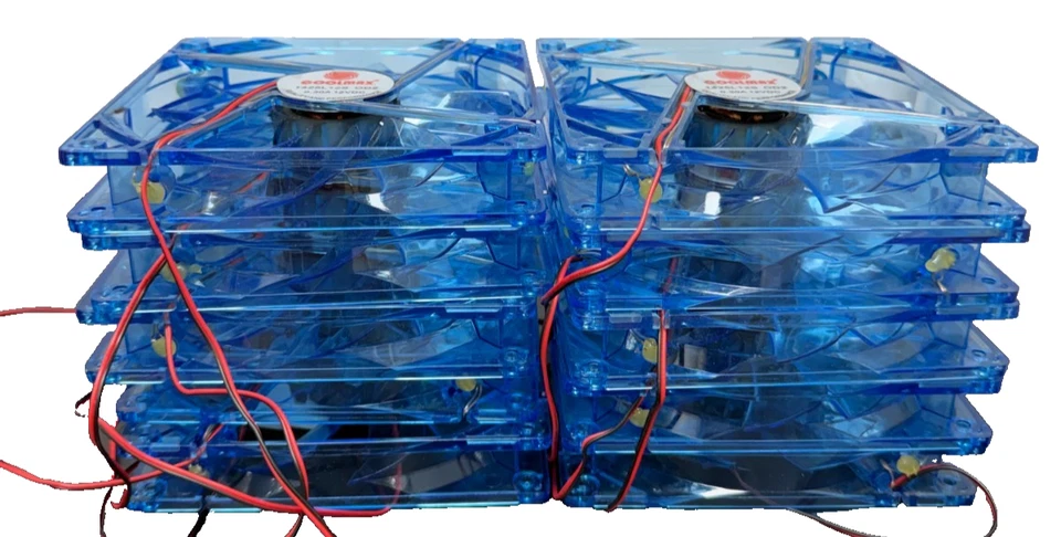 Lot Of 10 Coolmax 1425L12S 0.30V 12VDC BLUE LED Case Fan 4-Pin - Image 2 of 2