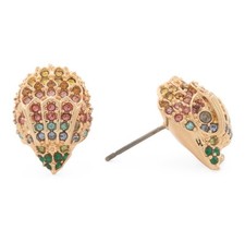 NWT KURT GEIGER LONDON Rainbow Pavé Signature Eagle Stud Earrings Gold Tone