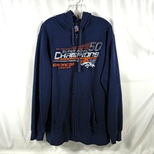 Denver Broncos 2XL XXL Full Zip Hoodie 2015 Super Bowl 50 Champions NFL