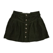 American Eagle High Rise Mini Skirt Button Front Corduroy Green Preppy Boho Chic
