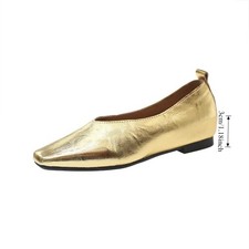 Loafers Genuine Leather Luxury Shoes Flats Silver Heels Gold Pumps Square Toe El