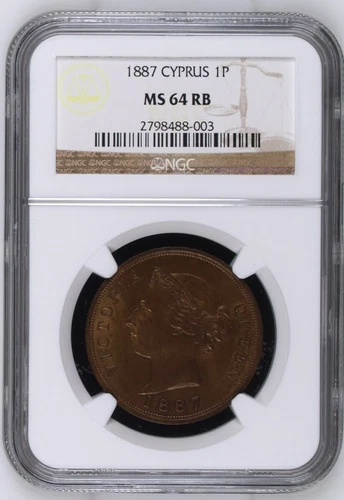 Cyprus 1 Piastre 1887 NGC MS64 RB