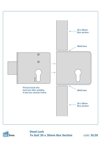 Weld In Gate Lock Double Throw Dead Lock To Suit Box Section Cylinder + 3 Keys - Picture 10 of 13