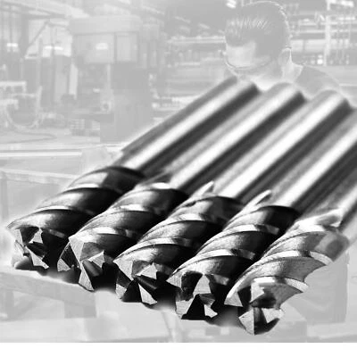 CHEERBRIGHT 5Pcs Carbide 4 Flutes HSS End Milling Cutter Bit Slot Drill Set 1/4 Inch