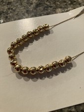 14K yellow gold beaded necklace with chain, vintage, with jewelry bag