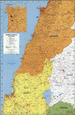 16'' x 24'' 1990 Map Of Southern Lebanon & Vicinity