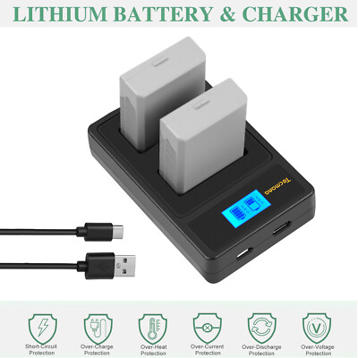 2X LP-E5 Akku 1800mAh Für Canon EOS 1000D 500D 450D Kiss X2 X3  F+Dual Ladegerät