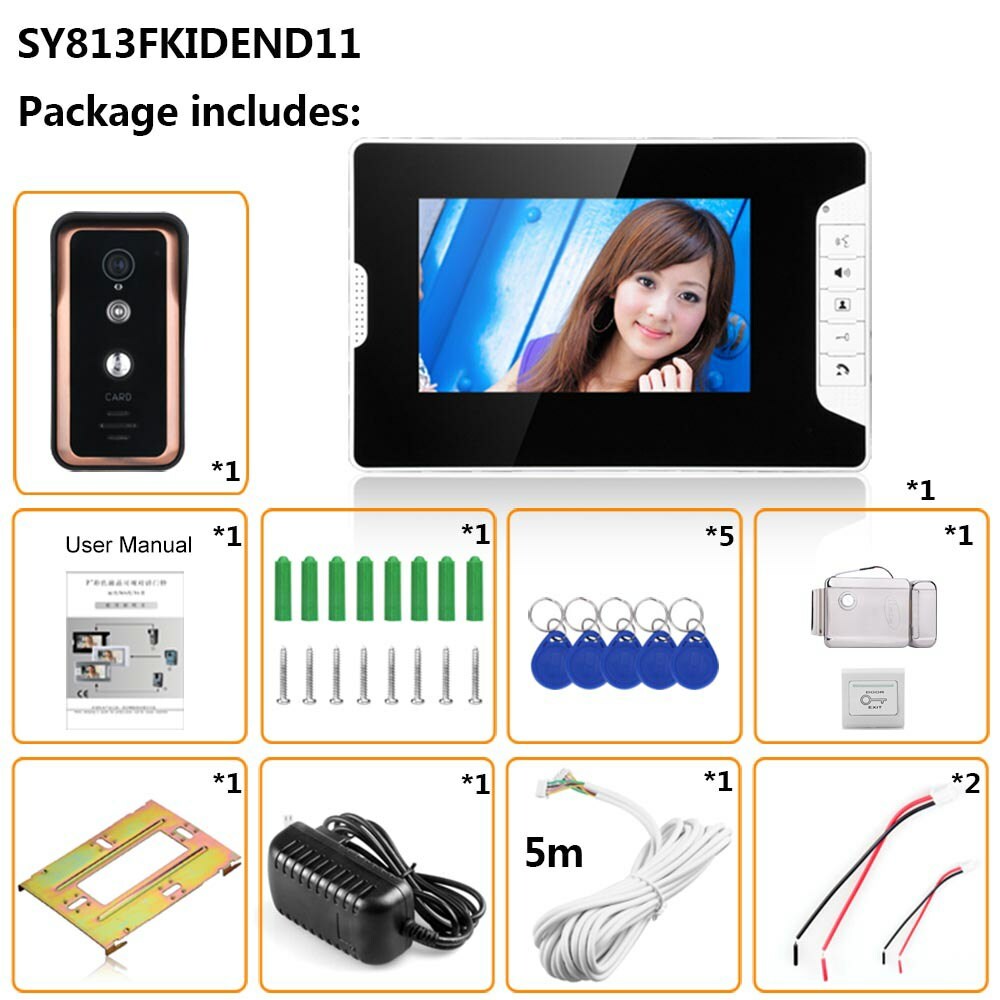 7inch Wired Video Door Phone Video Intercom Doorbell System+Electronic Door Lock — image 11