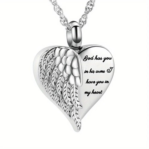 Urn Angel Wings Cremation Ashes Necklace Memorial Jewellery Pendant Keepsake - Picture 9 of 10