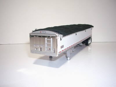 DCP FIRST GEAR 1/64 43' WHITE WILSON WITH BLACK TARP BOTTOM DUMP GRAIN TRAILER
