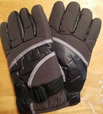 Fleece Lined Winter Gloves, Gray/black/lt. gray, One size fits all