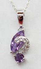 Esclusivo 1,27 Carati Ametista Topazio Bianco Rimorchio 925 Argento Collier Top