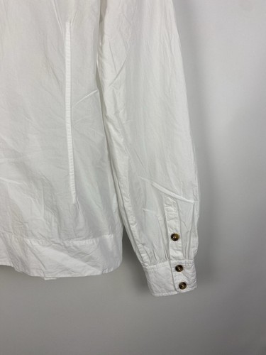 PVP $205 GANNI Camisa Blanca Algodón Gran Tamaño Cuello con Volantes Talla 38 - Imagen 16 de 19