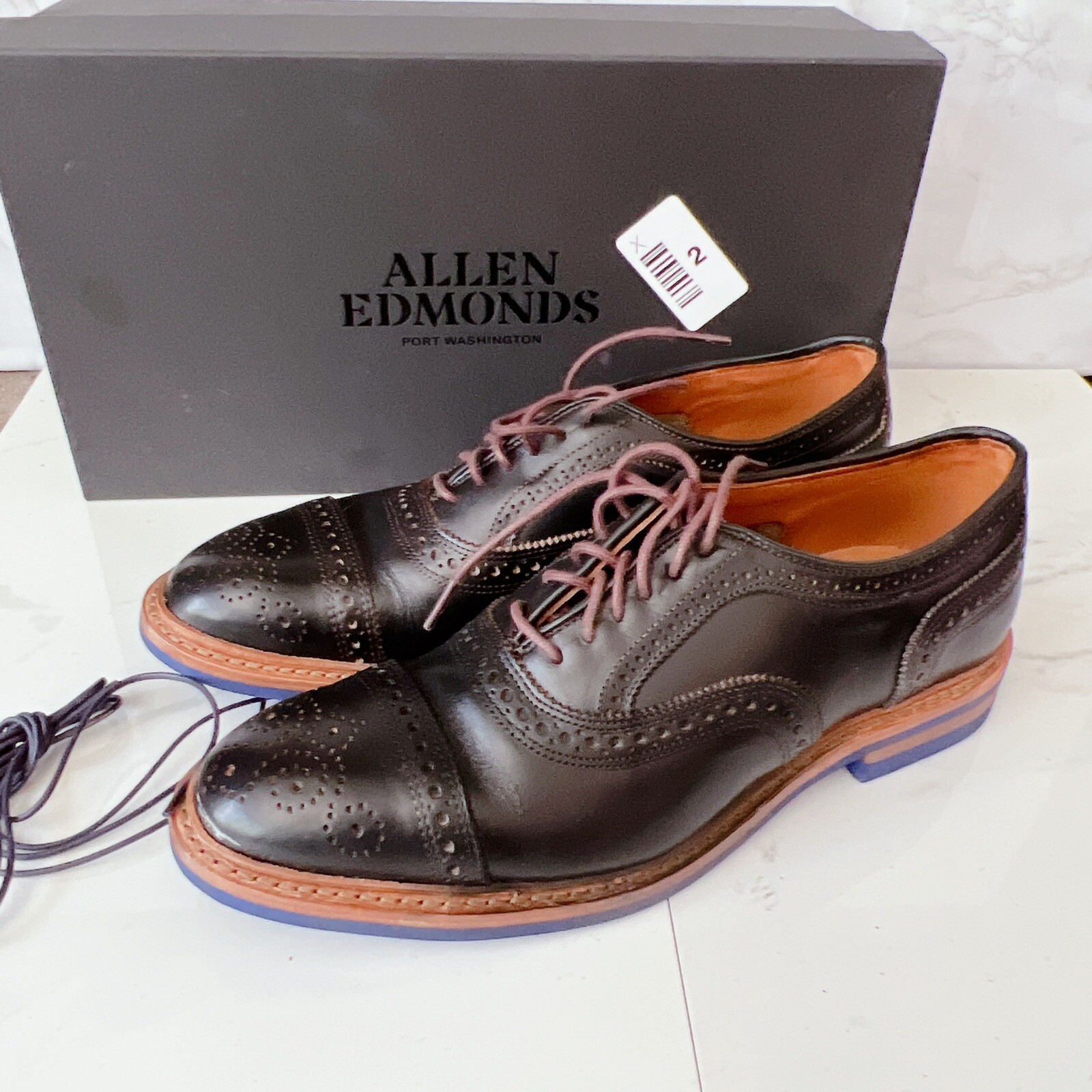 Allen Edmonds Strandmok Mens Oxford Dress Lace Up Black Chromexcel Leather US 9
