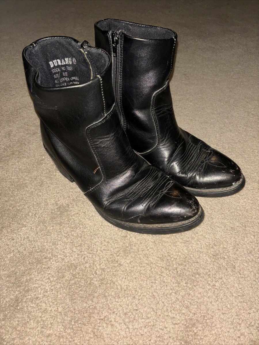 Durango TR820 Men 8.5 EE Black Leather Side Zip Western Ankle