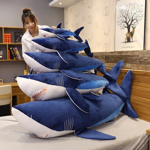 60cm Soft Shark Plush Stuffed Sleeping Cute Pillow Cushion Animal Doll Gift - Foto 2 di 23