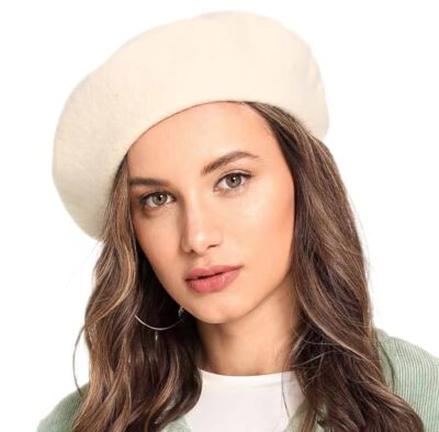 Women\'s French Wool Hats Fashion Solid Color Ladies Beret Caps Beige 100% Wool Chic French Style Beret Hat Women Girls Classic  main image 3