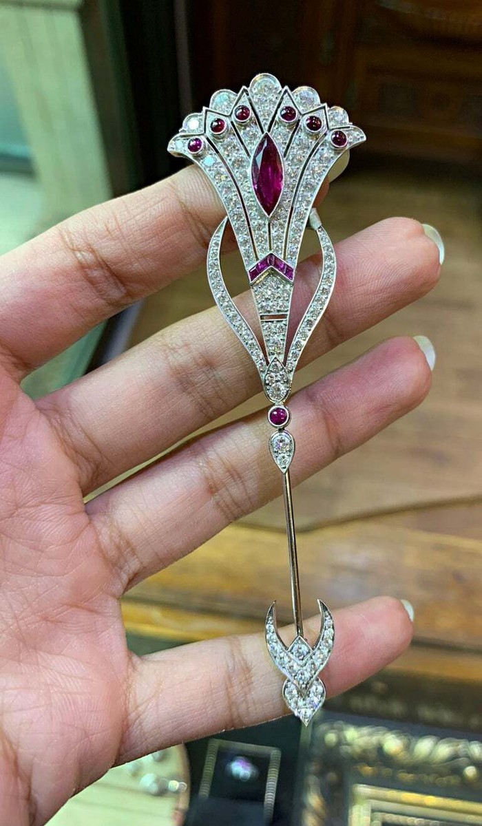 Vintage Art Deco Style 4.91TCW Ruby and Cubic Zirconia Beautifully