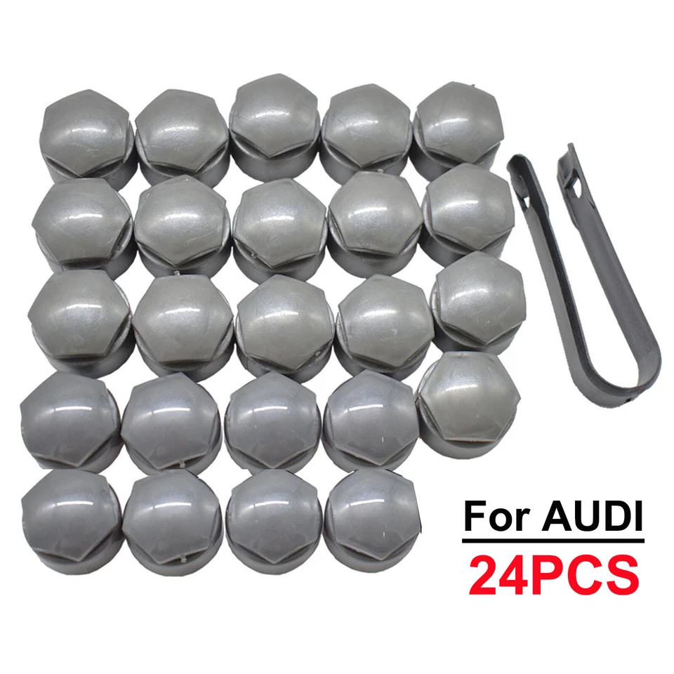 TAMPAS DE PORCA DE RODA ADEQUADAS PARA AUDI A4/A5/S5/A6/S6/A7/A8 25mm TAMPAS DE BLOQUEIO DE PARAFUSO CINZA - Imagem 3 de 4