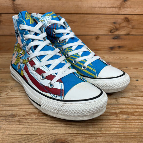 Converse Trainers Womens Size UK 6 All Star Blue Wonder Woman DC Comics Print - Picture 3 of 13