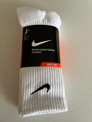 3-Pack Unisex Nike BLACK/WHITE PERFORMANCE Cotton Crew Socks Mens M6-8/L9-12 - Picture 16 of 18