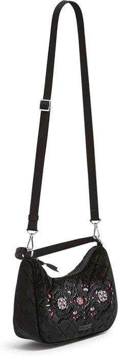 New Vera Bradley boho Crossbody handBag purse Black floral shoulder bag paisley - Image 3 of 4