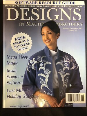 Designs in Machine Embroidery Magazine Oct Nov 2002 Stockings Leaves Quilt Santa
