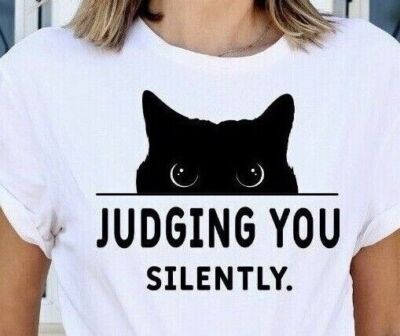 Judging You Silently Sarcastic Humor Funny Cat Shirt Humorous Graphic T-shirt