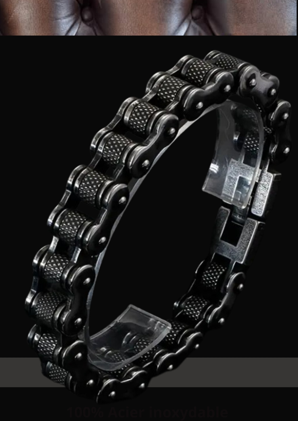 Bracelet chaîne de moto en acier pour homme bijou biker rétro argenté