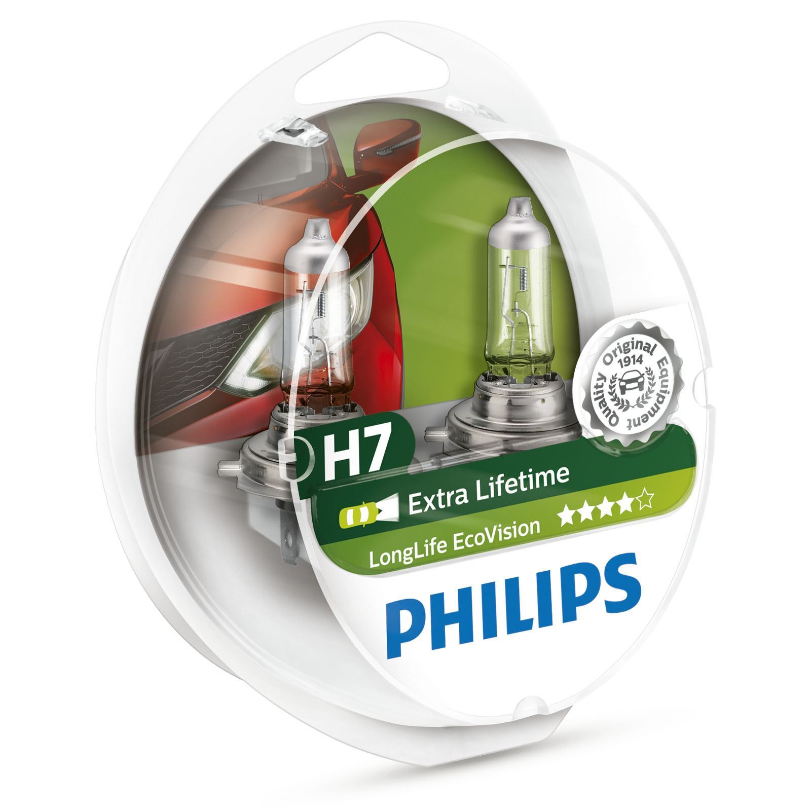 Philips LongLife EcoVision H7 Car Headlight Bulb PX26d 12972LLECOS2(Duo)